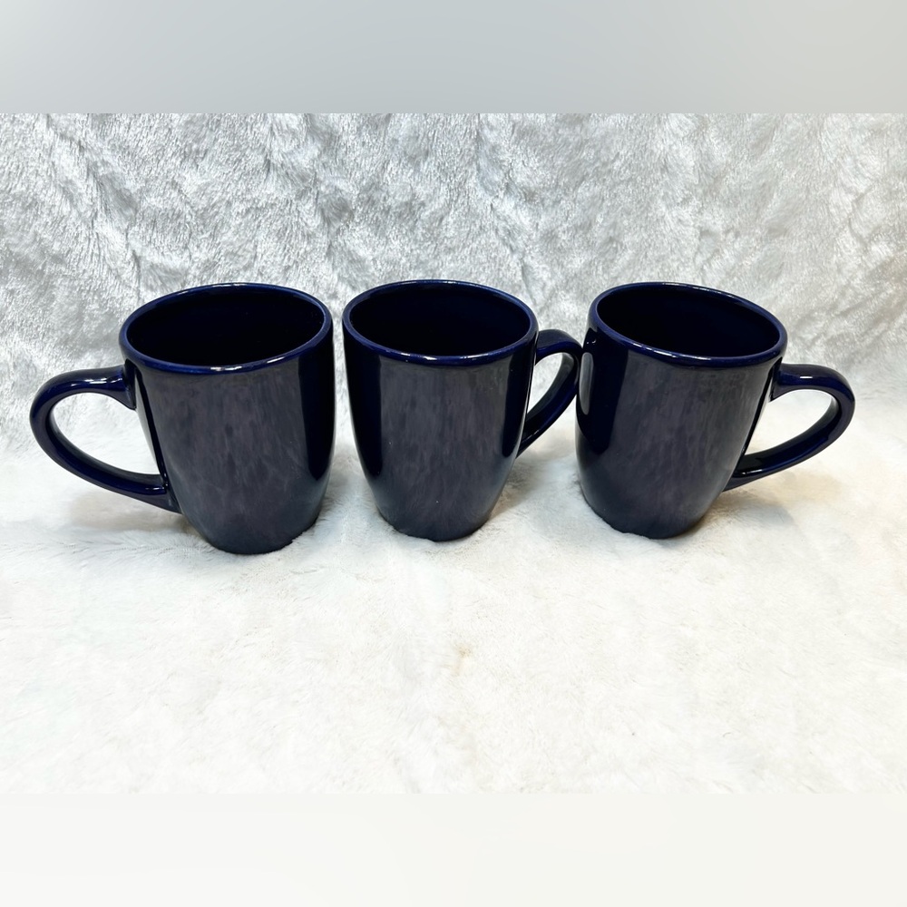 Set of 3 Cobalt Blue Royal Norfolk Mugs Coffee Cups No Chips
